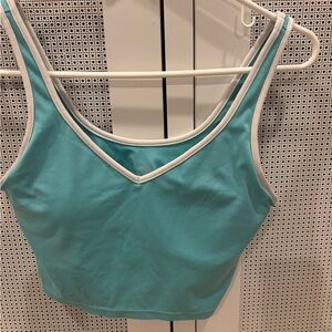 Aerie Teal Sports Bra with White Trim